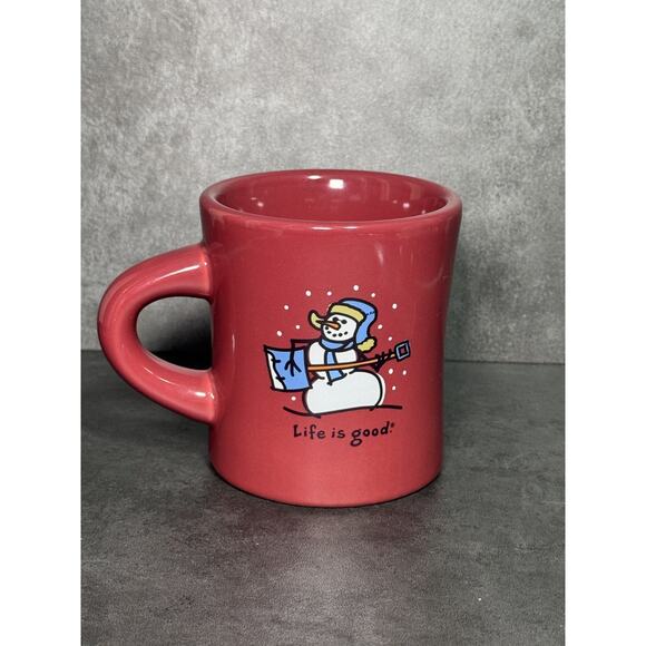 Life is Good Maroon / Red Snowman Winter Mug "Do What You Like..." - Picture 1 of 6